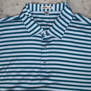 Peter Millar Elk‎ River Club Golf Polo XL Blue Teal Striped Performance Cotton